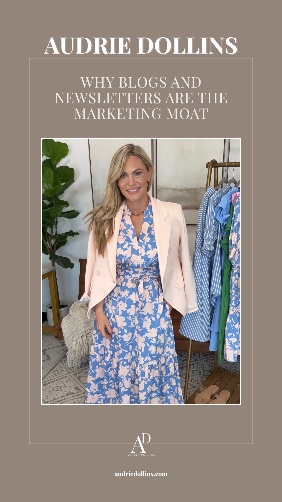 Audrie Dollins Blog Post Graphic Why Blogs and Newsletters Are The Marketing Moat 